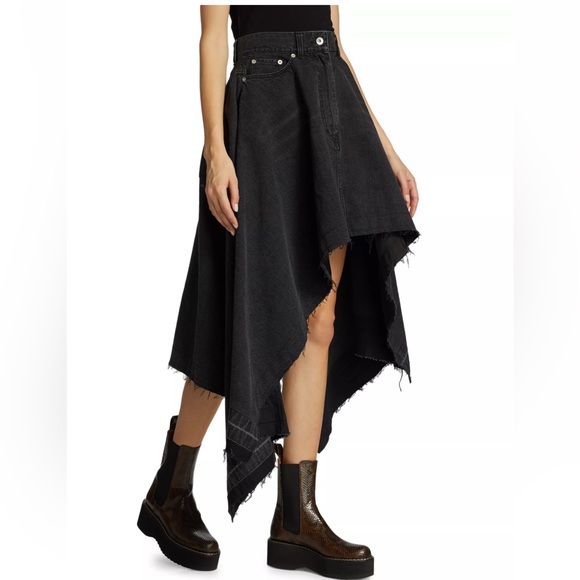 Sacai | Denim Handkerchief MIDI Skirt | Black | 1 (xs) - Picture 2 of 11